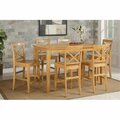 East West Furniture 5 Piece Counter Height Table Set-Gathering Table and 4 Counter Height Chair CAPU5H-OAK-W